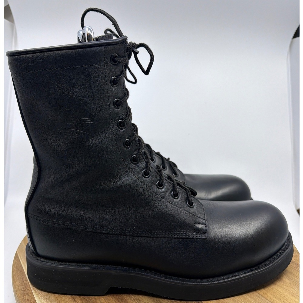 Addison Shoe Company‎ Black Leather Military Combat Boots Vibram 10.5 R 063111 - Picture 8 of 12